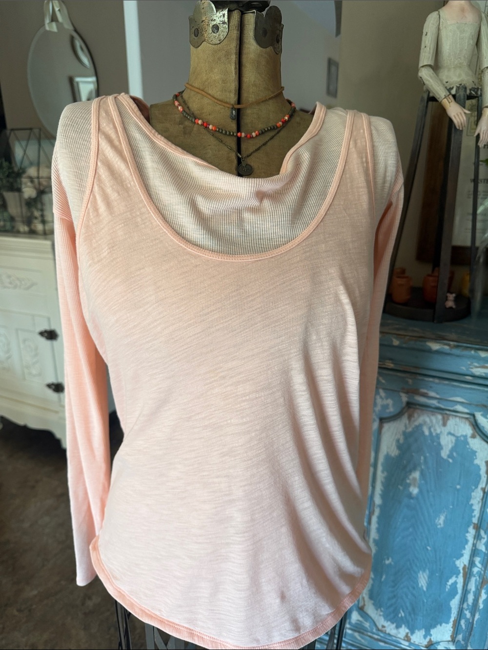 Free People Movement Peach Layered Active Top